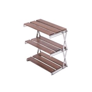3 layer wooden folding storage shelf
